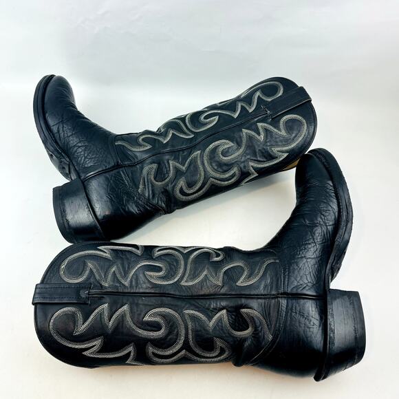 Nocona Black Oily Toro Cowboy Boot Mens 9.5 B Leather Pull On Western 1670130603 main image 9